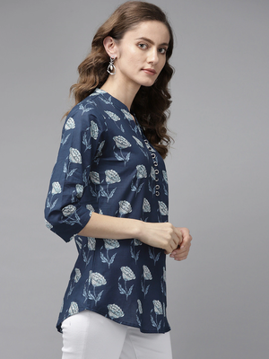 Blue printed cotton cotton-tops 3