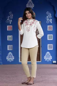 White embroidered cotton cotton-tops