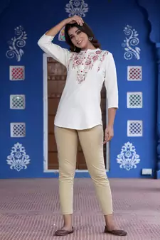 White embroidered cotton cotton-tops