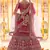 Pink Zari, zarkan, zardosi and thread embroidered velvet semi stitched wedding lehenga
