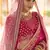 Pink Zari, zarkan, zardosi and thread embroidered velvet semi stitched wedding lehenga