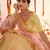 Yellow gota, zarkan and thread embroidered organza semi stitched wedding lehenga