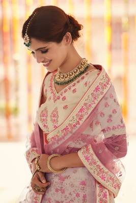 Yellow Sequins, zarkan and thread embroidered crepe Silk Semi Stitched wedding Lehenga 2