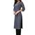 Grey printed cotton long-kurtis