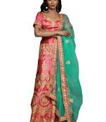Pink diamond satin semi stitched lehenga