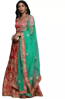 Pink diamond satin semi stitched lehenga