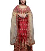Maroon diamond satin semi stitched lehenga