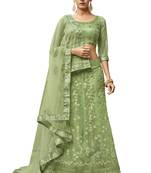 Light-green embroidered net semi stitched lehenga