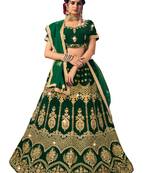 Green diamond velvet semi stitched lehenga