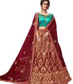 Maroon diamond satin semi stitched lehenga
