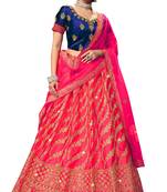 Pink diamond satin semi stitched lehenga