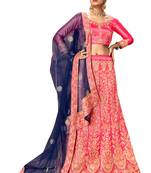 Pink diamond satin semi stitched lehenga