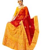 Mustard diamond satin semi stitched lehenga
