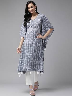 Grey printed cotton kurtas-and-kurtis 1