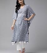 Grey printed cotton kurtas-and-kurtis