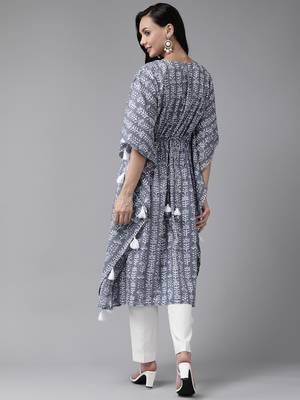 Grey printed cotton kurtas-and-kurtis 3