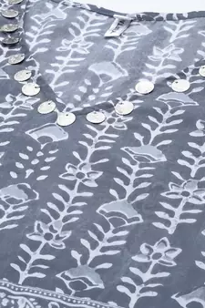 Grey printed cotton kurtas-and-kurtis