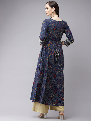 Blue embroidered rayon kurtas-and-kurtis 3