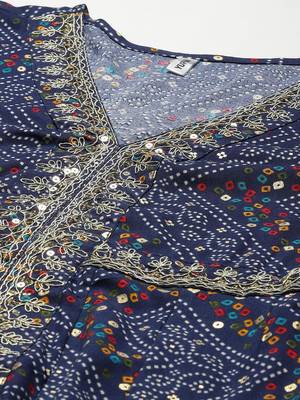 Blue embroidered rayon kurtas-and-kurtis 4