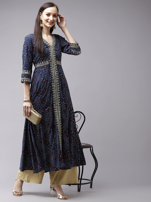 Blue embroidered rayon kurtas-and-kurtis 5