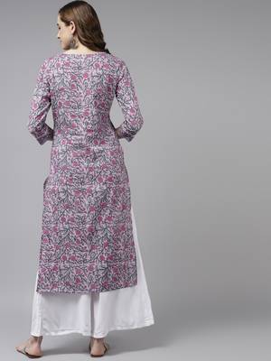 Lavender printed cotton kurtas-and-kurtis 3