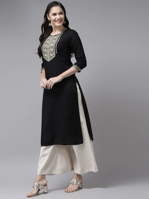 Black plain rayon kurtas-and-kurtis 2