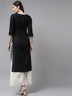 Black plain rayon kurtas-and-kurtis 3