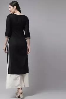 Black plain rayon kurtas-and-kurtis
