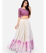 Purple & White Shibori Printed Semi-Stitched Lehenga & Unstitched Blouse With Dupatta
