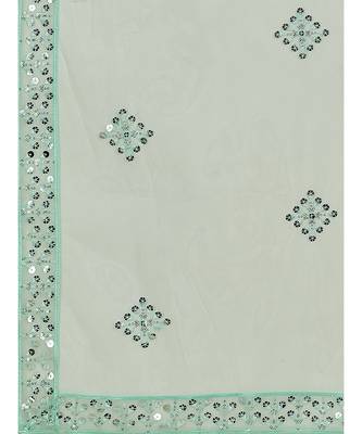 Turquoise & Silver Semi-Stitched Lehenga & Unstitched Blouse With Dupatta 5