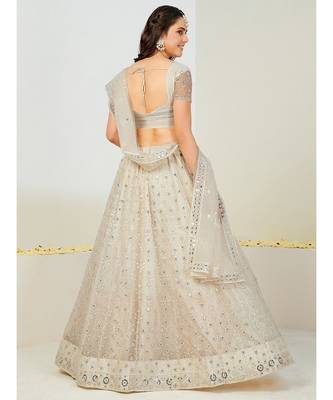 Silver Net Sequin and Threadwork Lehenga 2