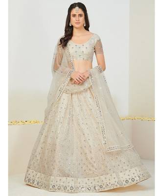 Silver Net Sequin and Threadwork Lehenga 3