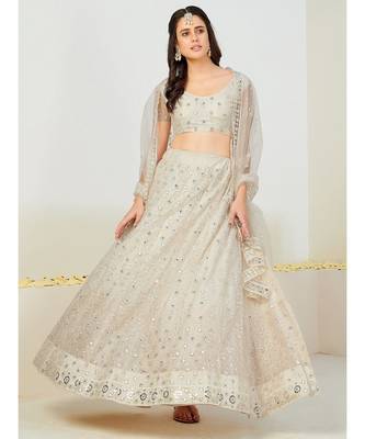 Silver Net Sequin and Threadwork Lehenga 4