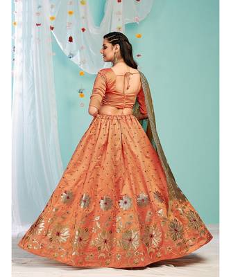MULTICOLOR coloured Embroidered  Semi-Stitched Lehenga & Unstitched Blouse With Dupatta 2