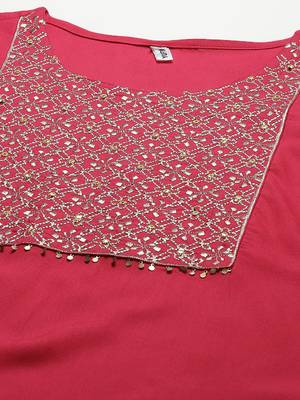 Pink embroidered rayon kurta-suits 4