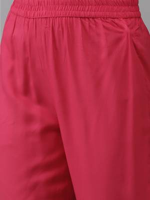 Pink embroidered rayon kurta-suits 5