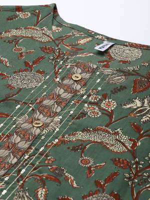 Olive printed cotton kurta-suits 5