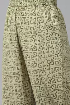 Olive printed cotton kurta-suits