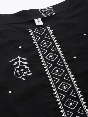 Black printed cotton kurta-suits 4
