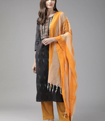 Black embroidered cotton kurta-suits