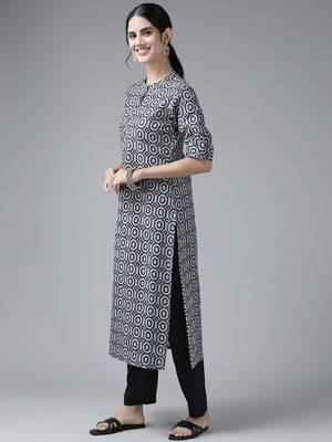 Black printed cotton kurta-suits 2