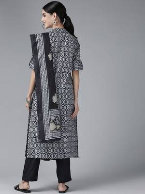Black printed cotton kurta-suits 3