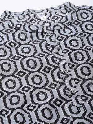 Black printed cotton kurta-suits 4