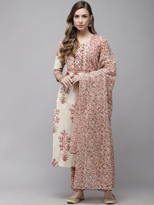 Off-white printed cotton kurta-suits 2