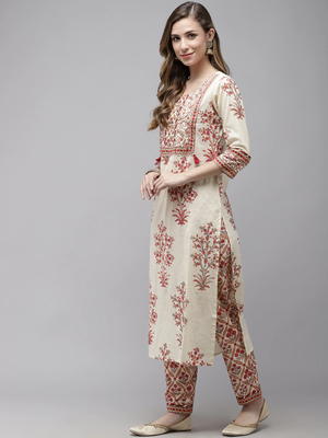 Off-white printed cotton kurta-suits 3