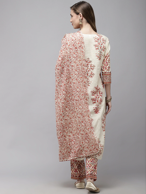 Off-white printed cotton kurta-suits 4
