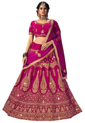 Pink diamond velvet semi stitched lehenga 3