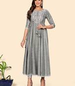 Vbuyz Women'S Embroidered Anarkali Cotton Blend Pista Stitched Kurta