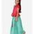 Peplum choli with lehenga and dupatta- pink and green