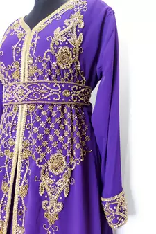 purple Moroccan Kaftan With Sun-proof hijab